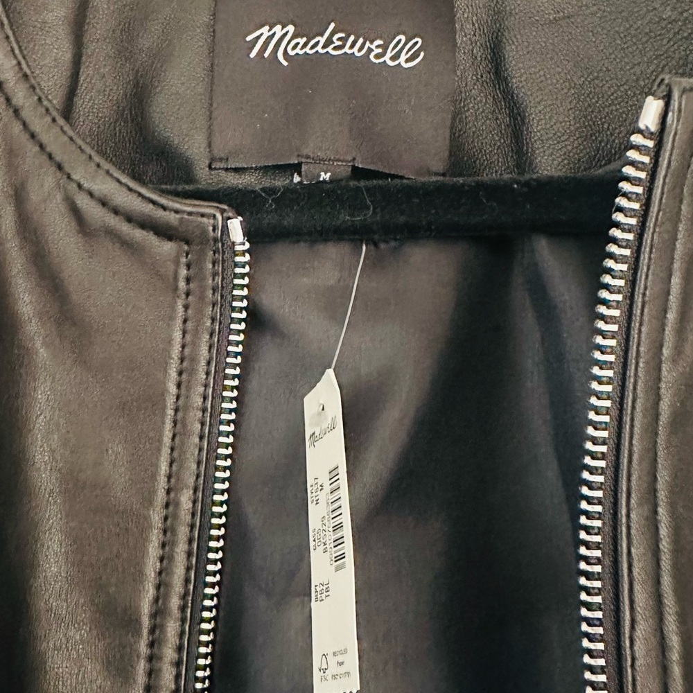 Madewell Black Lambskin Bubble-Sleeve Cropped Jacket NWT - Picture 8 of 9